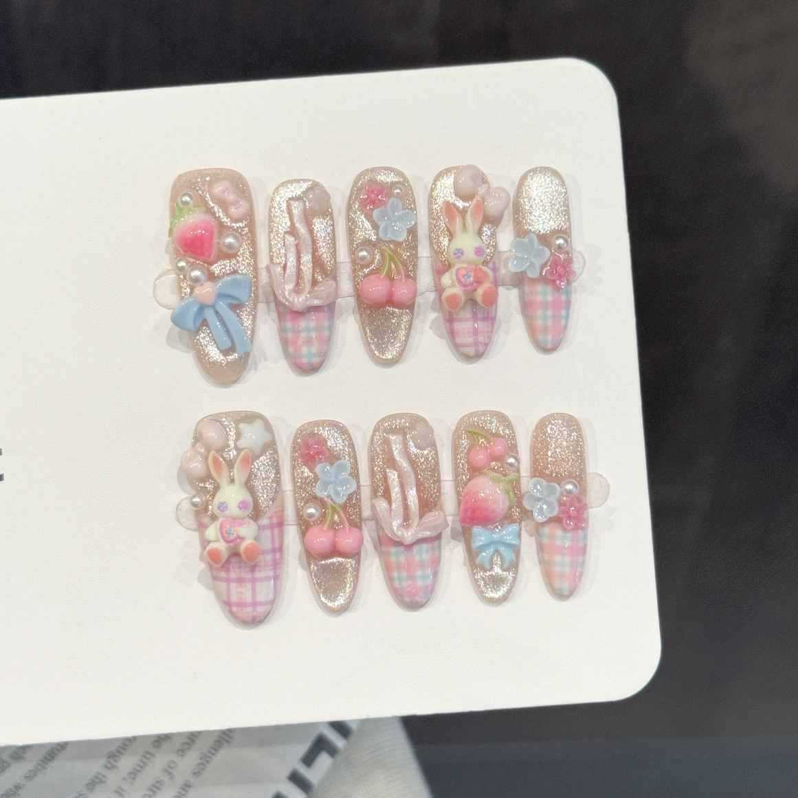 Pressed Flower Art - 10 Unidades de Unhas Postiças Ovais