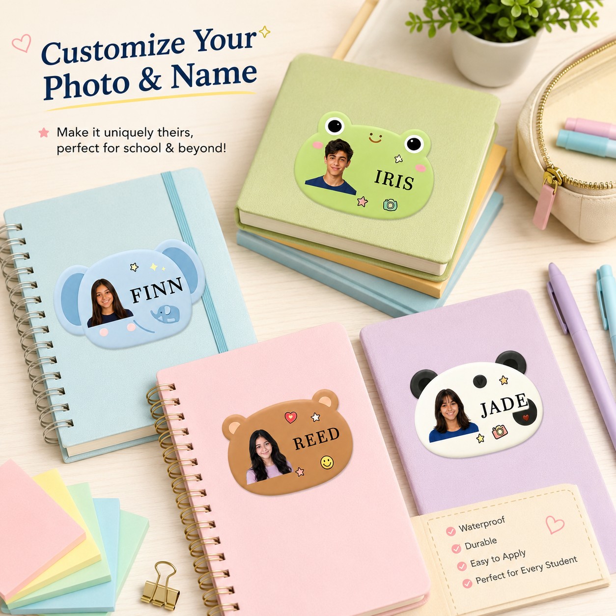 Custom Photo Book - Adesivos Personalizados com Nome e Foto,