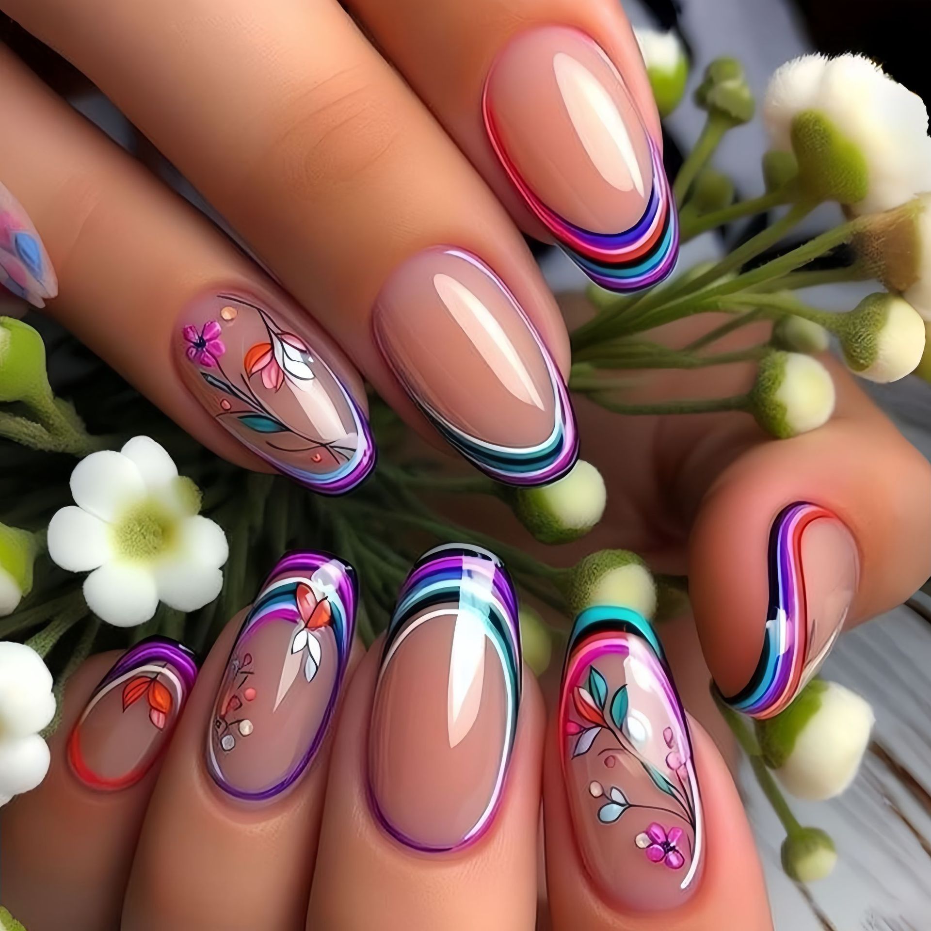 Unhas falsas médias para mulhe - Pressed Flower Art avaliação e preço