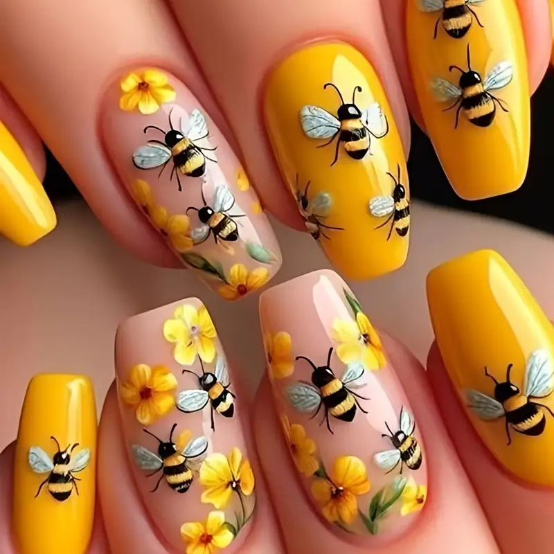 24 pçs/set médio longo unhas f - Pressed Flower Art avaliação e preço