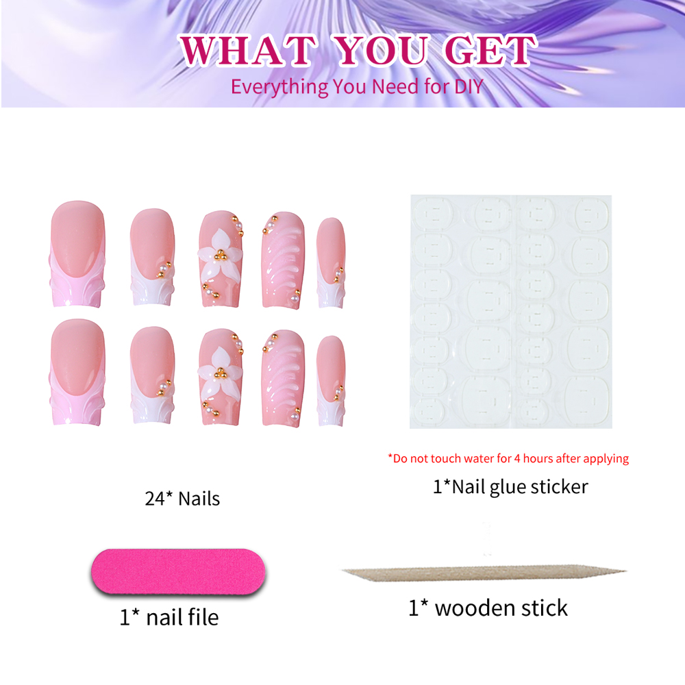24 peças por caixa. Unhas post - Pressed Flower Art avaliação e preço