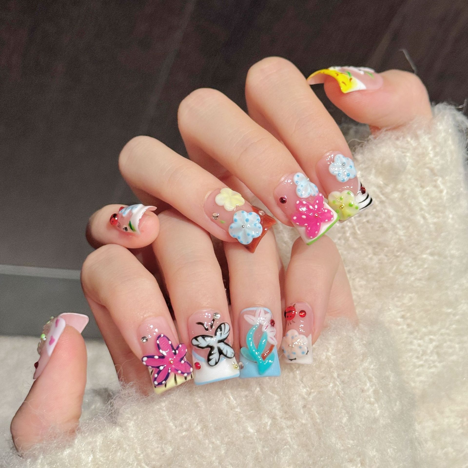 10PCS Unhas Postiças Artesanai - Pressed Flower Art avaliação e preço