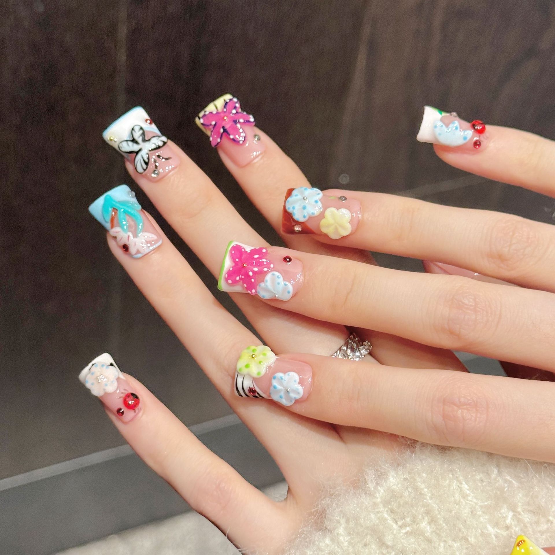 10PCS Unhas Postiças Artesanai - Pressed Flower Art avaliação e preço