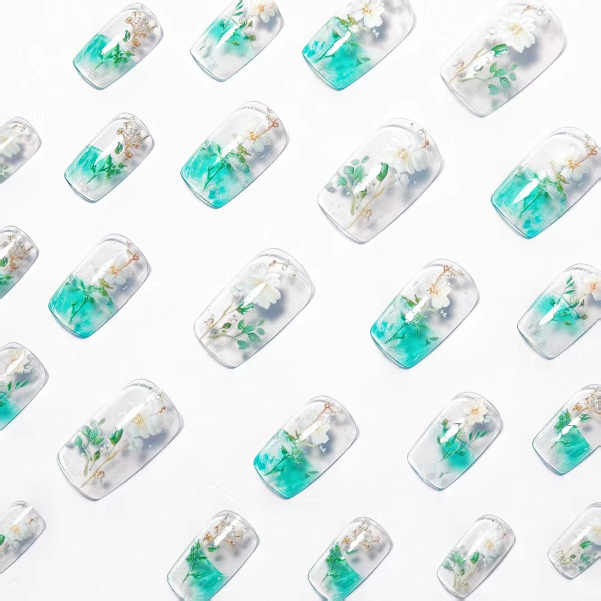 Unhas postiças médias para mul - Pressed Flower Art avaliação e preço