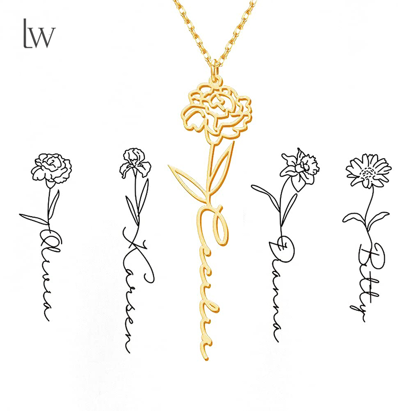 Colar personalizado com nome d - Birth Flower Necklace avaliação e preço