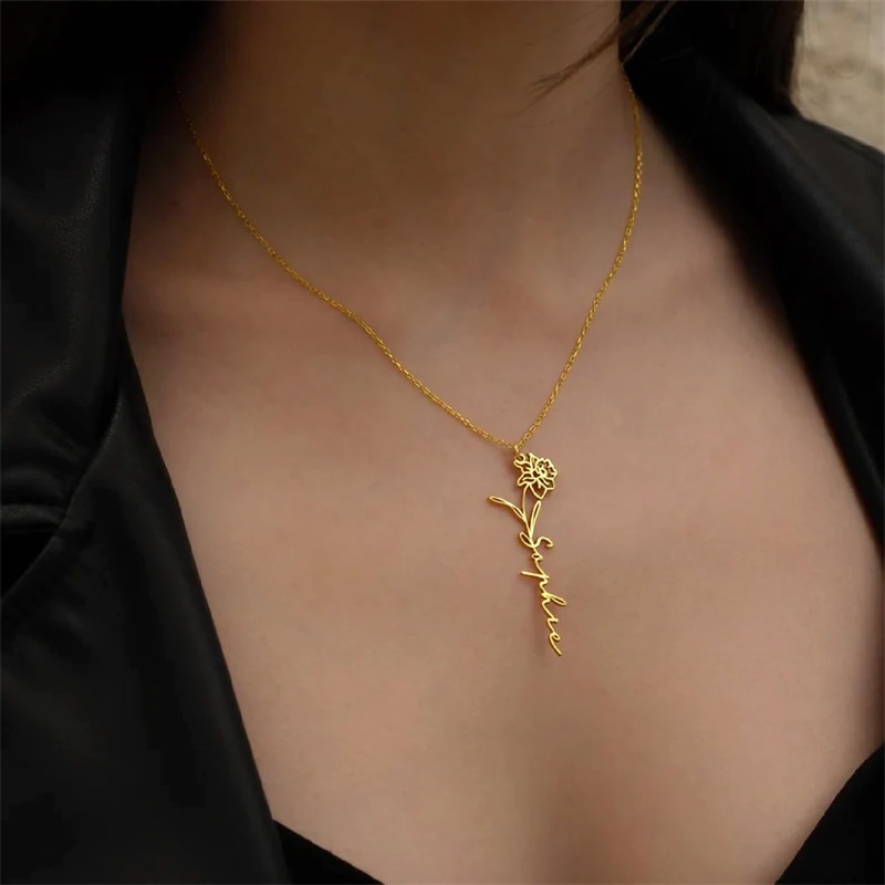 Colar personalizado com nome d - Birth Flower Necklace avaliação e preço