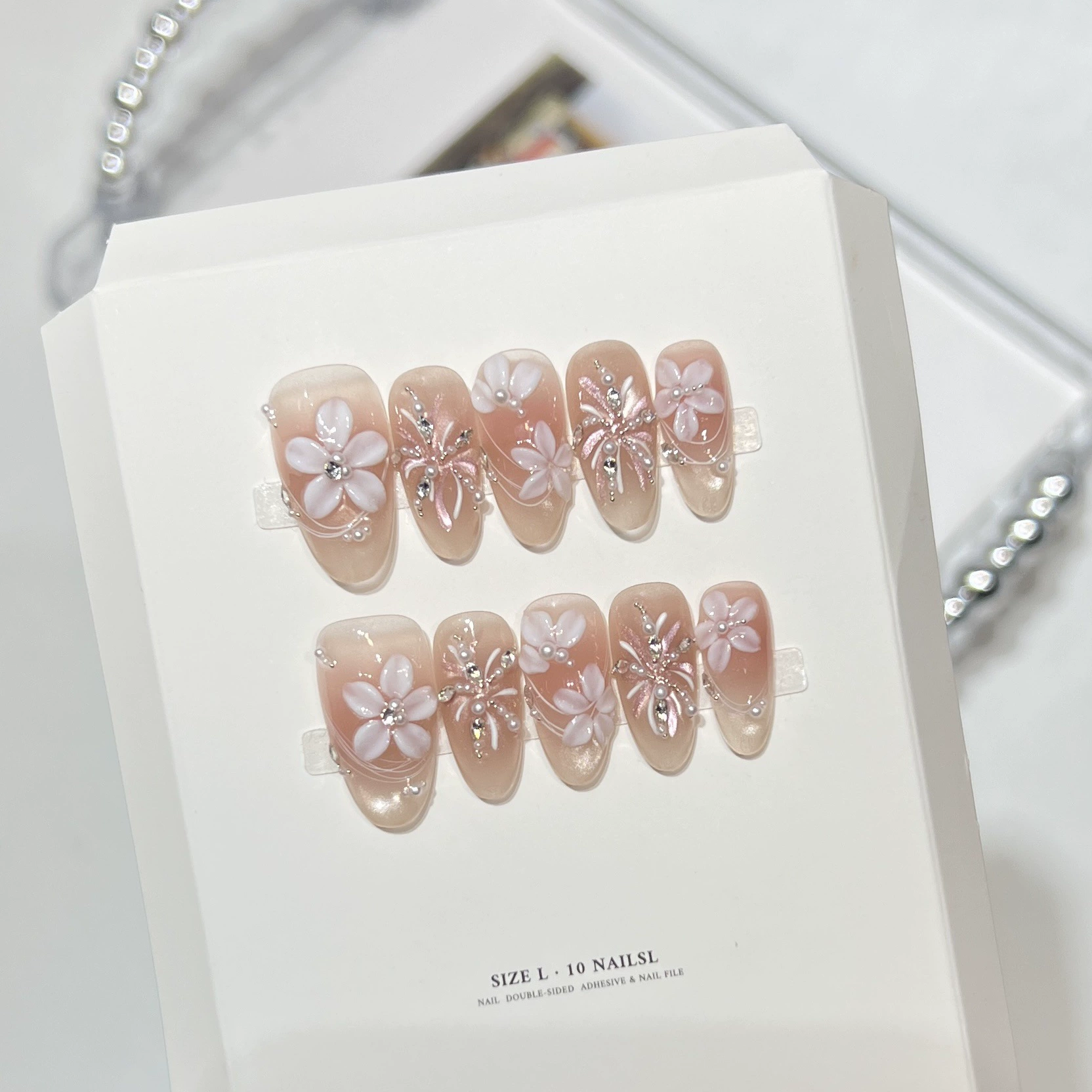 10 Peças de Unhas Postiças Art - Pressed Flower Art avaliação e preço